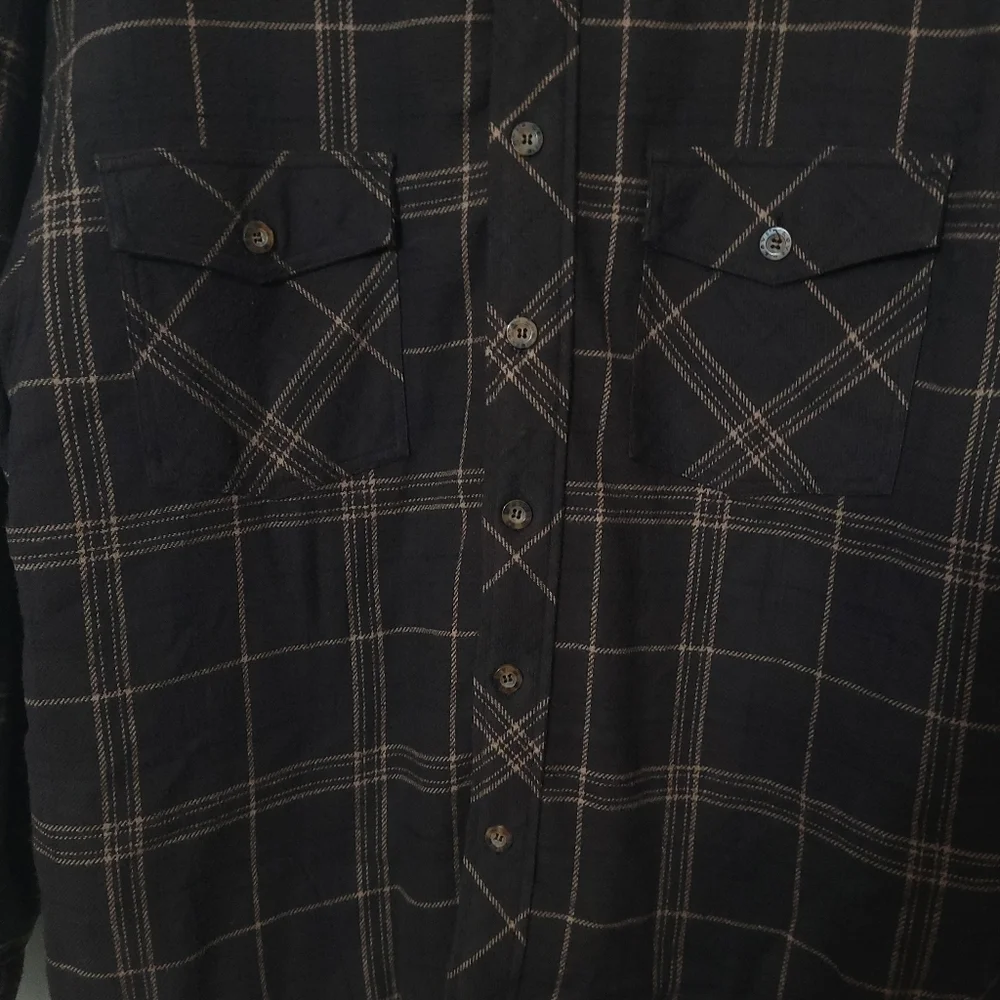 Levi Strauss &Co Mens Flannel Shirt Jacket Brown Plaid Quilt Lining Size M